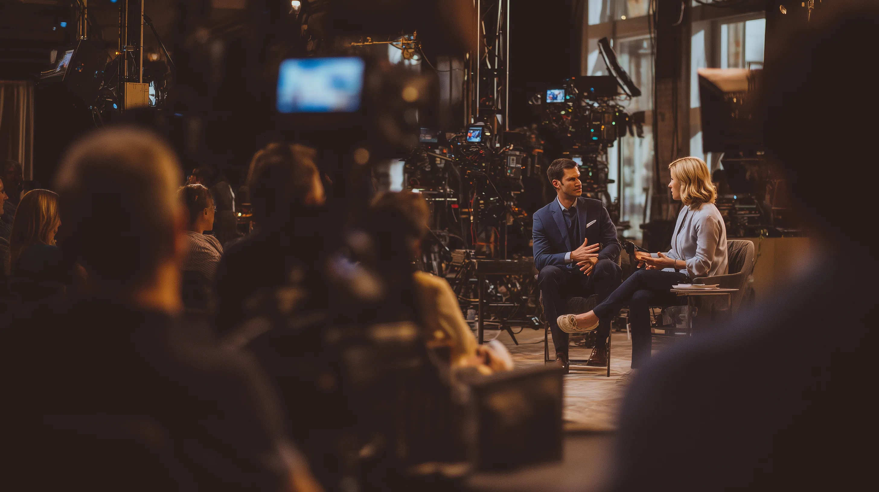 Entrepreneurs being interviewed on a television program